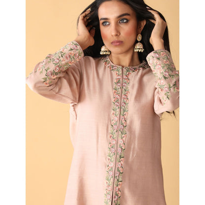 Zeefaa Eventide Dull Pink Jacket Set (3 Pcs)