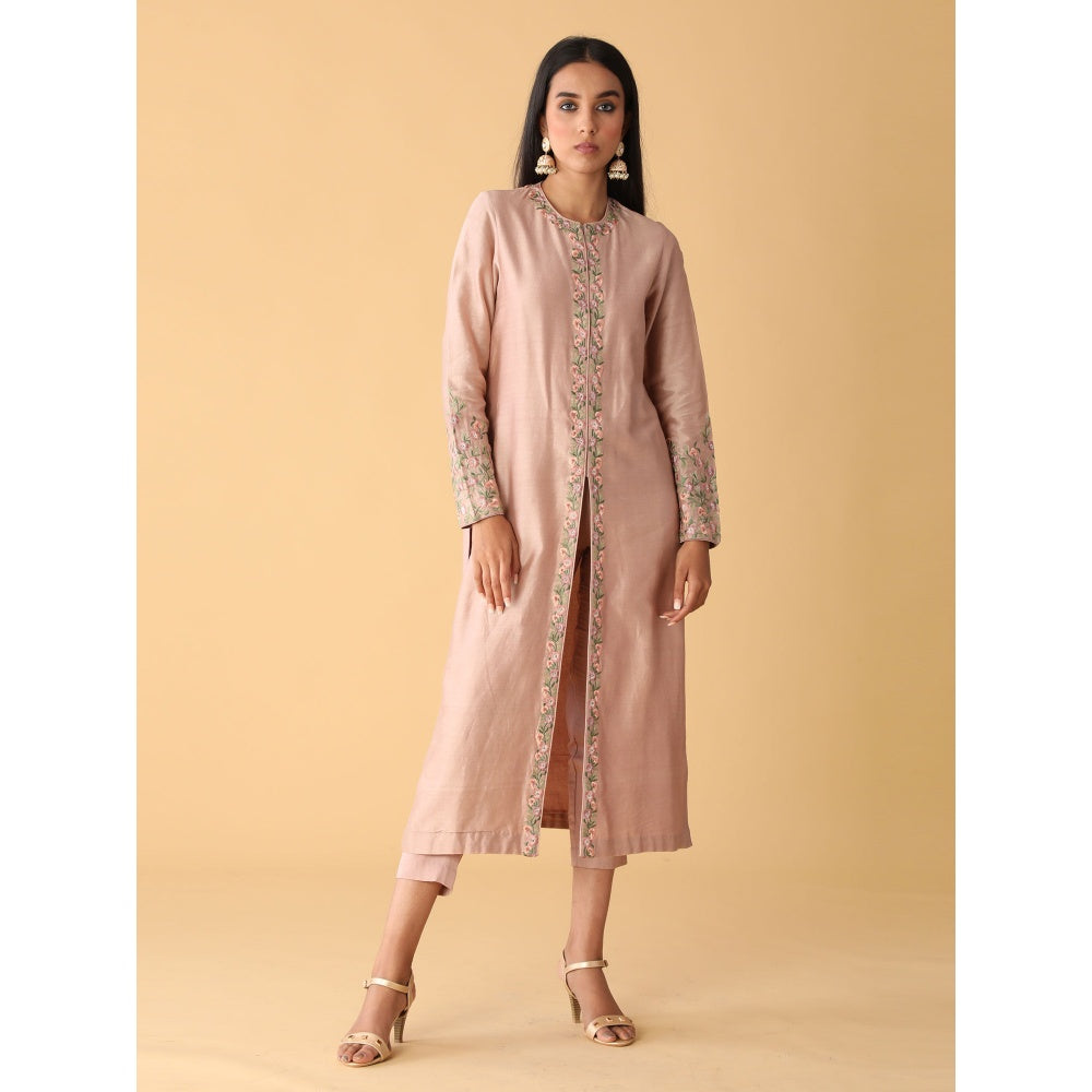 Zeefaa Eventide Dull Pink Jacket Set (3 Pcs)