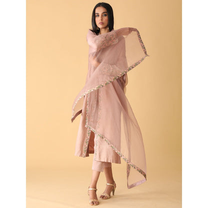 Zeefaa Eventide Dull Pink Jacket Set (3 Pcs)