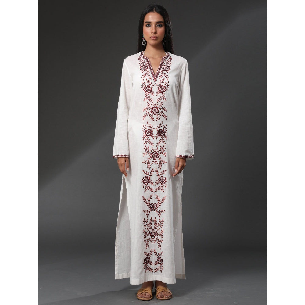 Zeefaa Pearl White Cancun Kaftan