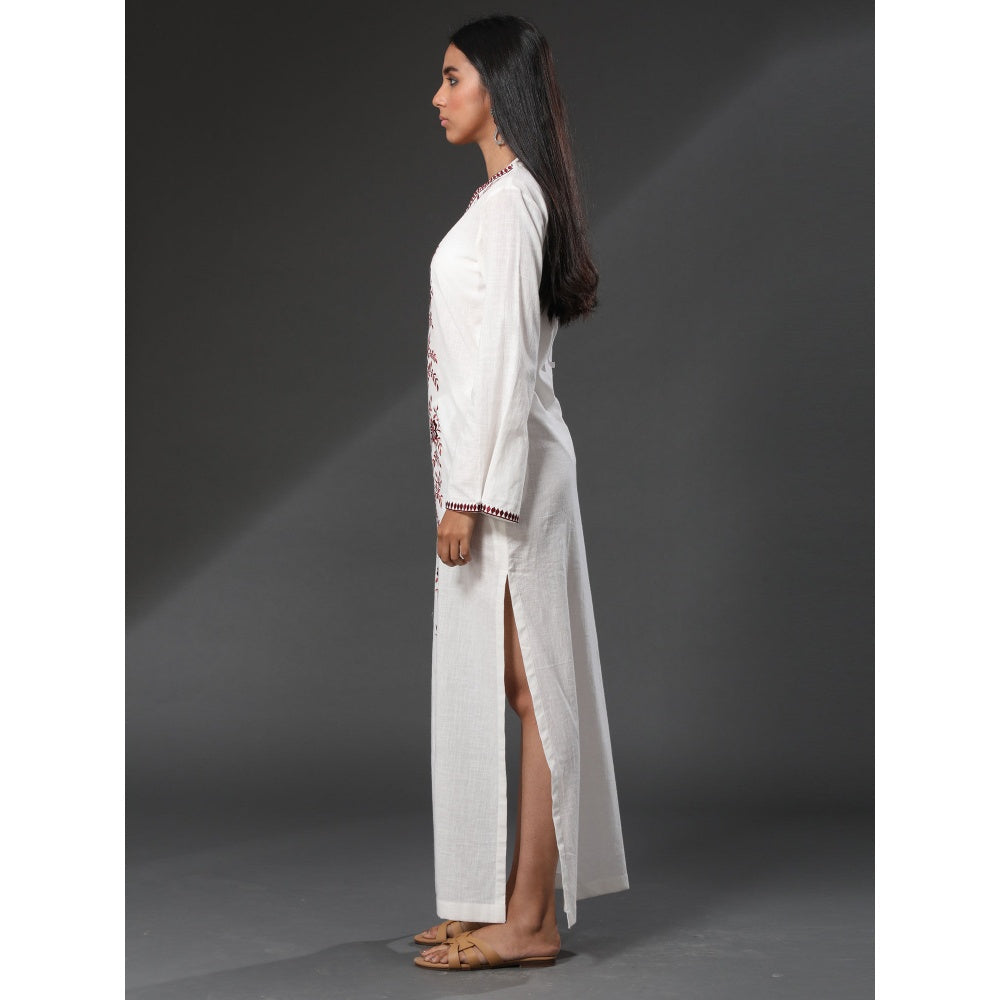 Zeefaa Pearl White Cancun Kaftan