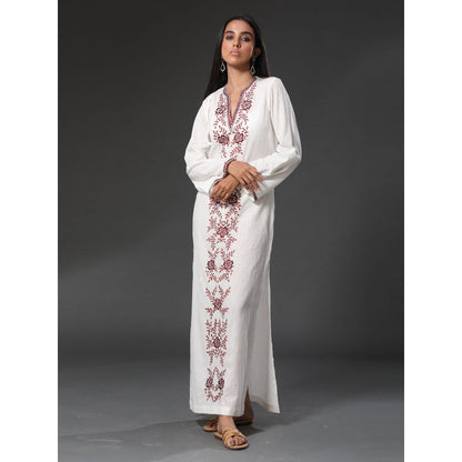 Zeefaa Pearl White Cancun Kaftan