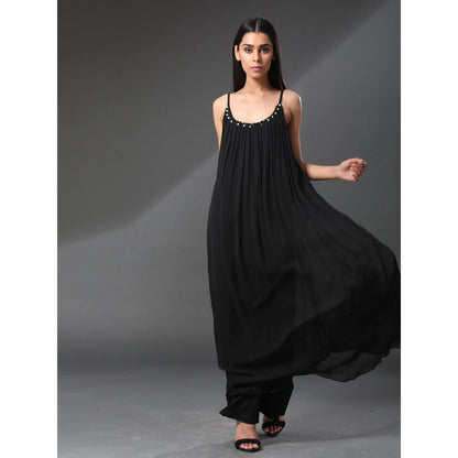 Zeefaa Black Bordeaux Airy Long Dress