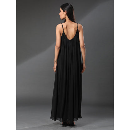 Zeefaa Black Bordeaux Airy Long Dress