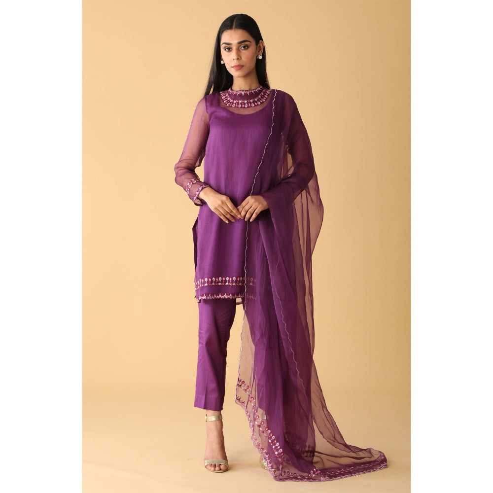 Zeefaa Jewel Embroidered Kurta pant with dupatta Set of 3