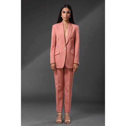Zeefaa Burnt Coral Lace Blazer