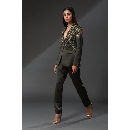 Zeefaa Midnight French Solid Trousers