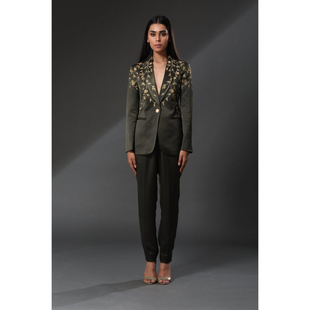 Zeefaa Midnight French Solid Trousers