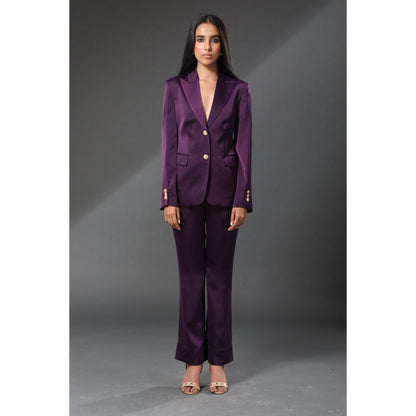 Zeefaa British Wine Purple Blazer