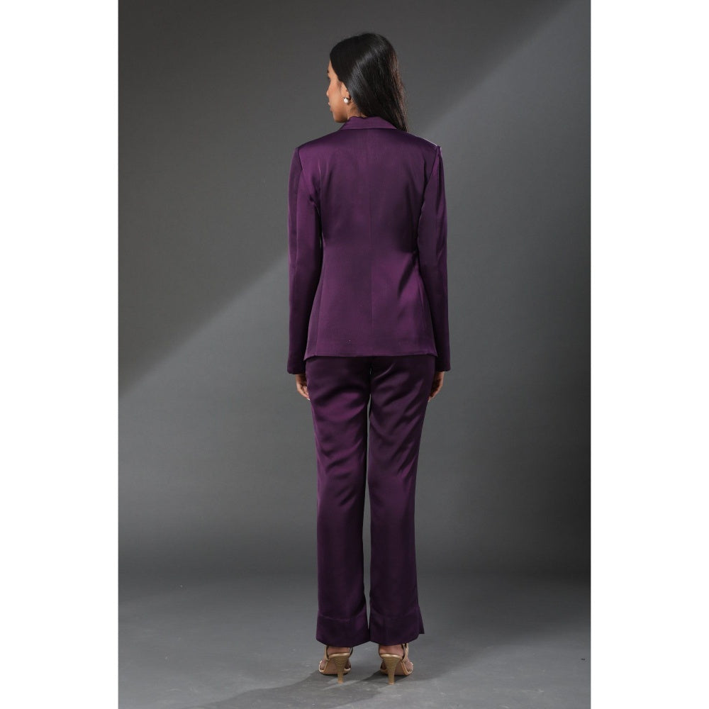 Zeefaa British Wine Purple Blazer