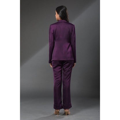 Zeefaa British Wine Purple Blazer