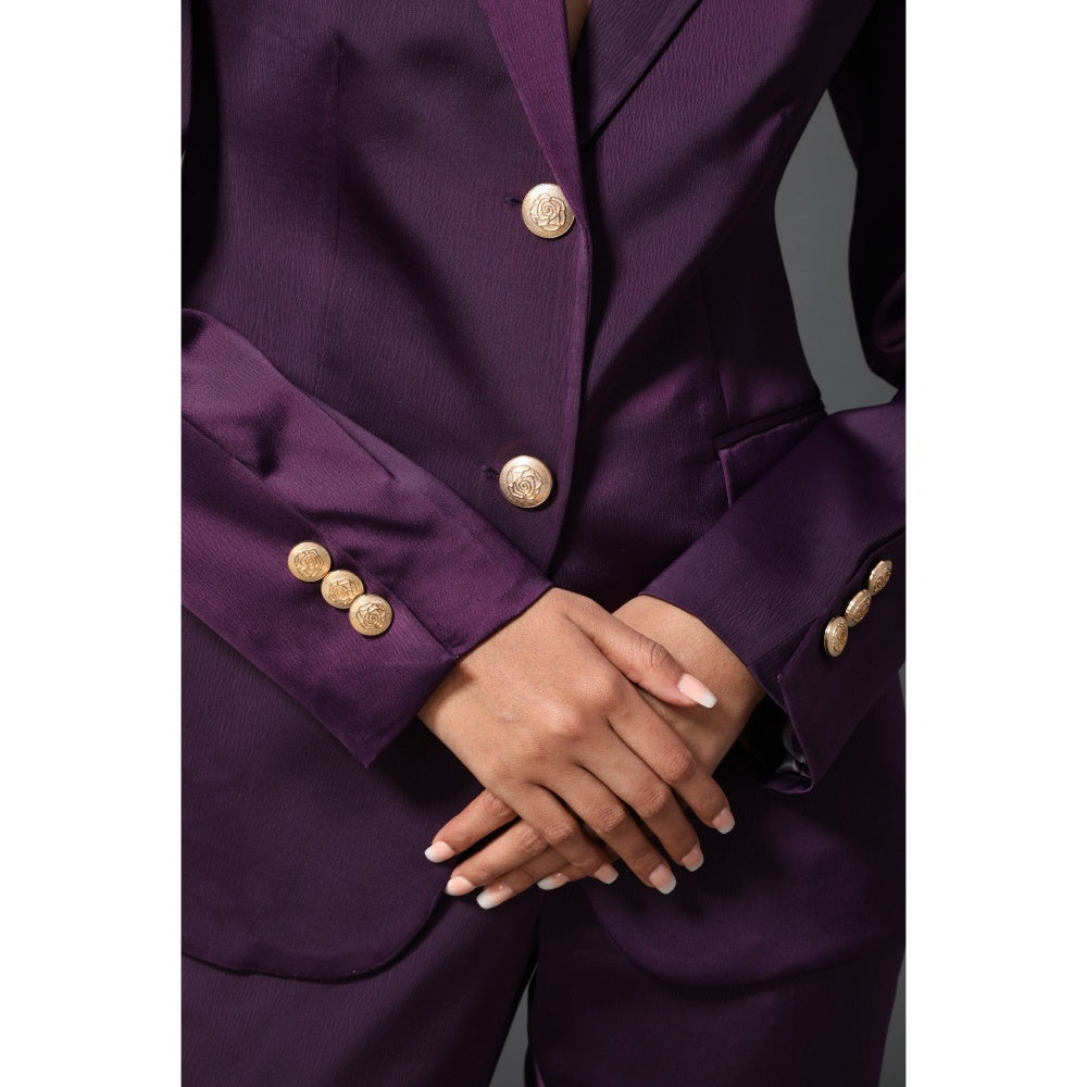 Zeefaa British Wine Purple Blazer