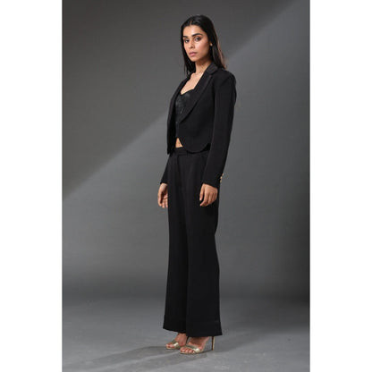 Zeefaa Hawaiin Crepe Scalloped Blazer