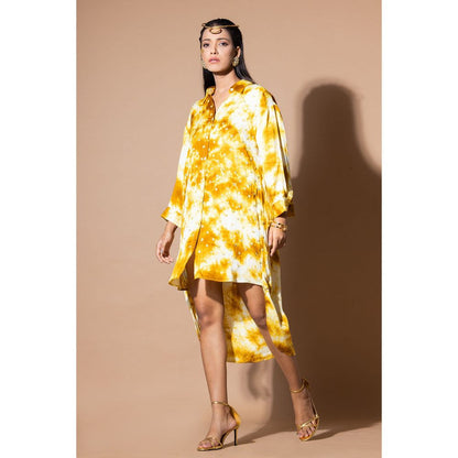 Zeefaa Mustard Magic Hour Tie Dye Dress