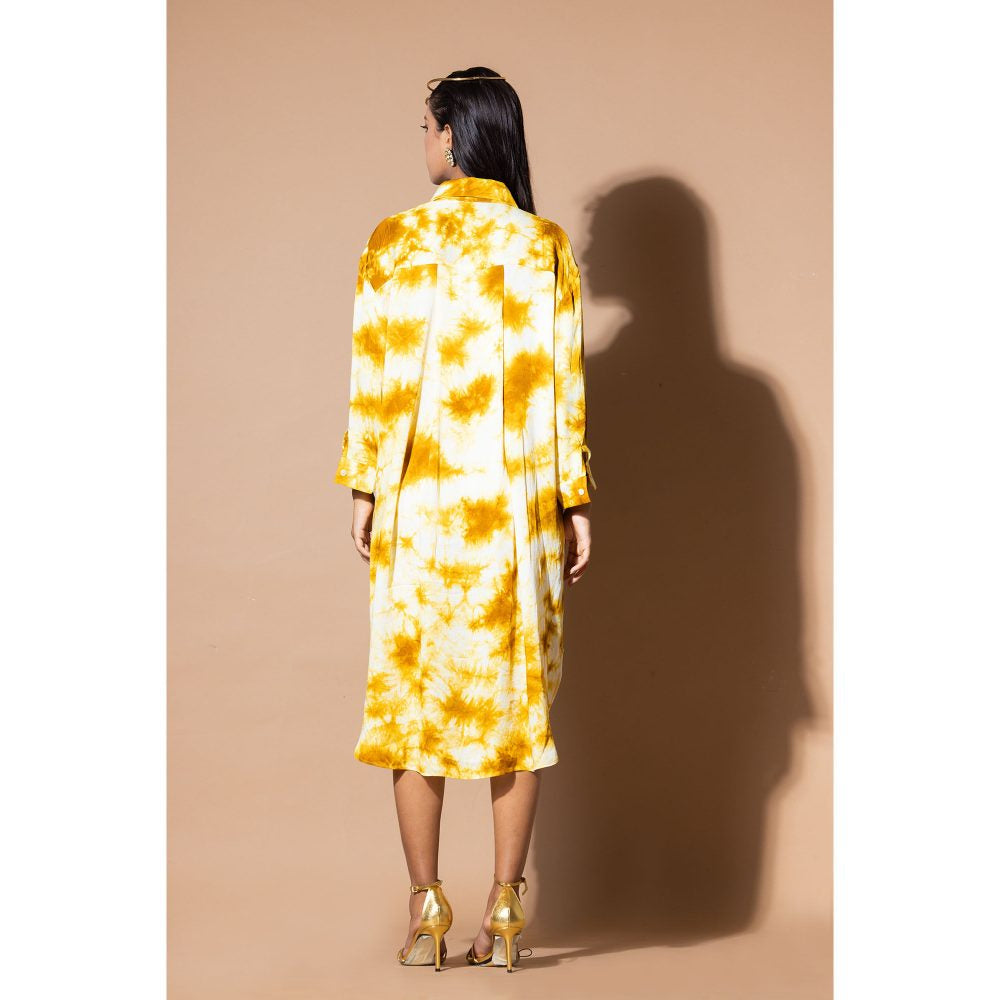 Zeefaa Mustard Magic Hour Tie Dye Dress
