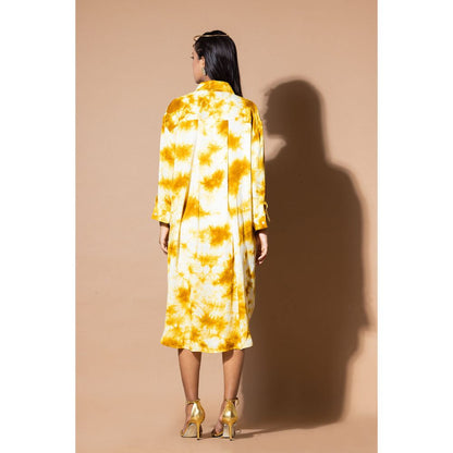 Zeefaa Mustard Magic Hour Tie Dye Dress