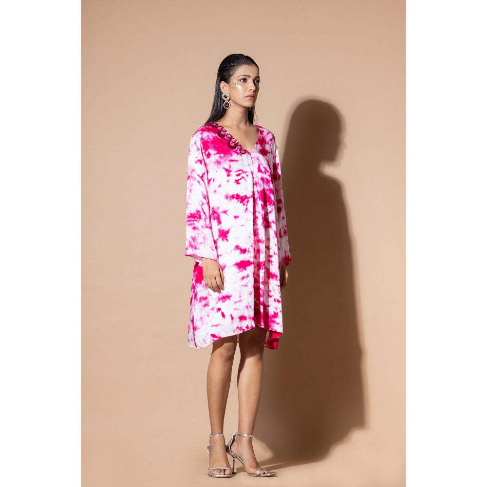 Zeefaa Magenta Cloud Burst Dress