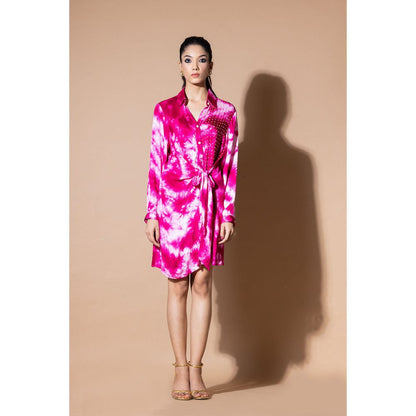 Zeefaa Magenta Wee Hour Wrap Dress