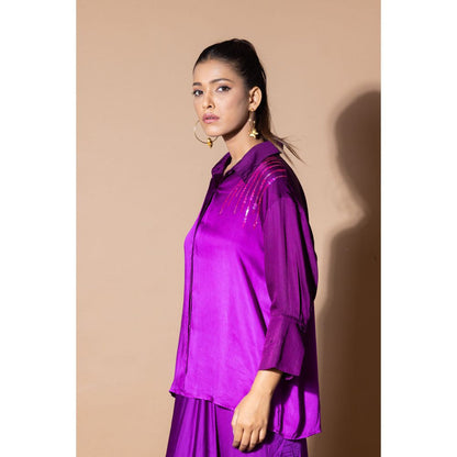 Zeefaa Southern Lights with Purple Stars Shirt