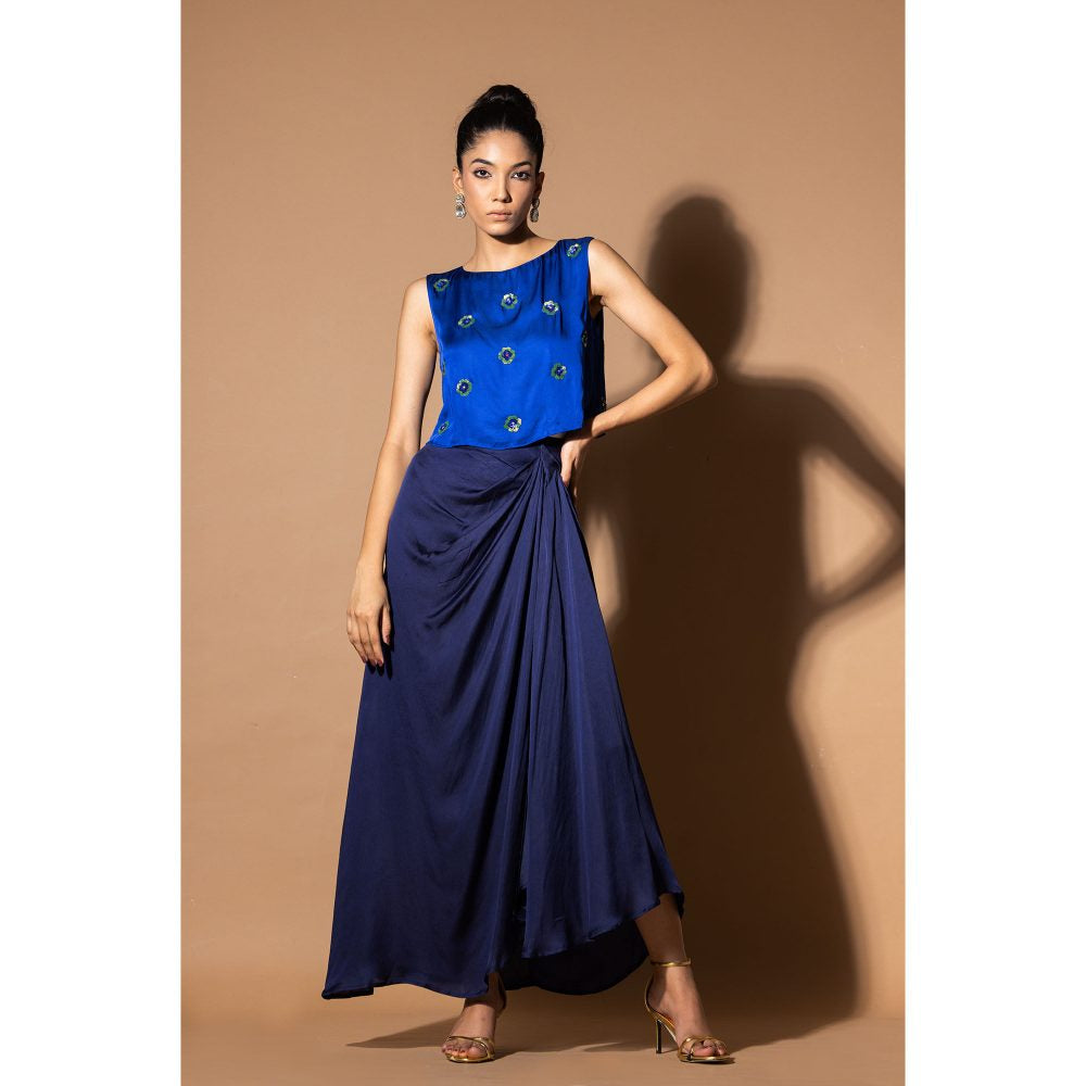 Zeefaa Misty Blue Wrap Skirt
