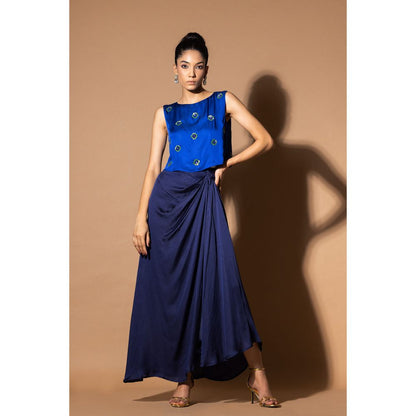 Zeefaa Misty Blue Wrap Skirt