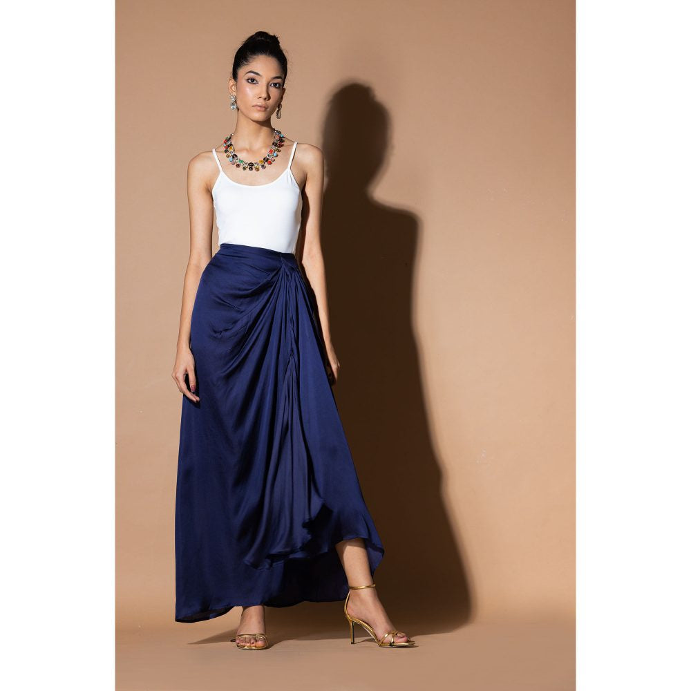 Zeefaa Misty Blue Wrap Skirt