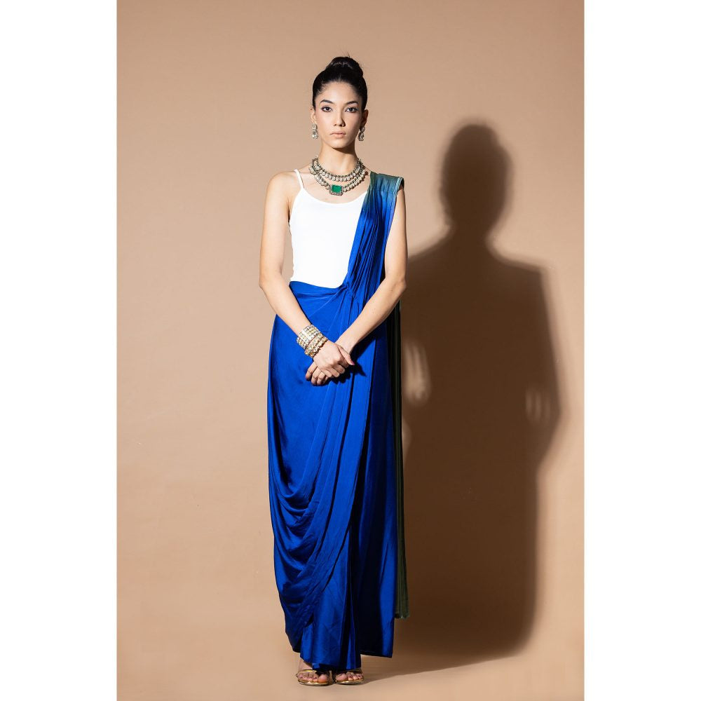 Zeefaa Celestial Blue Pre Draped Saree