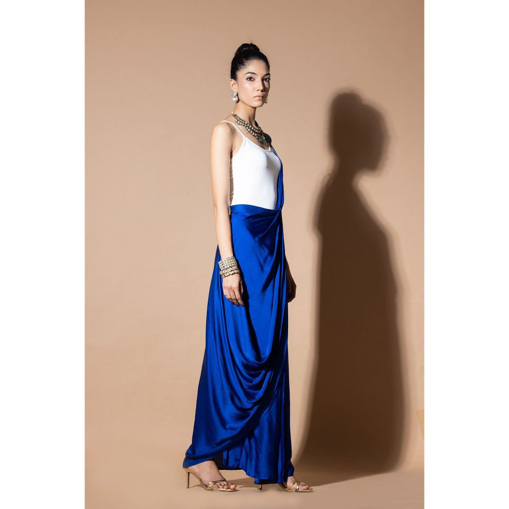 Zeefaa Celestial Blue Pre Draped Saree