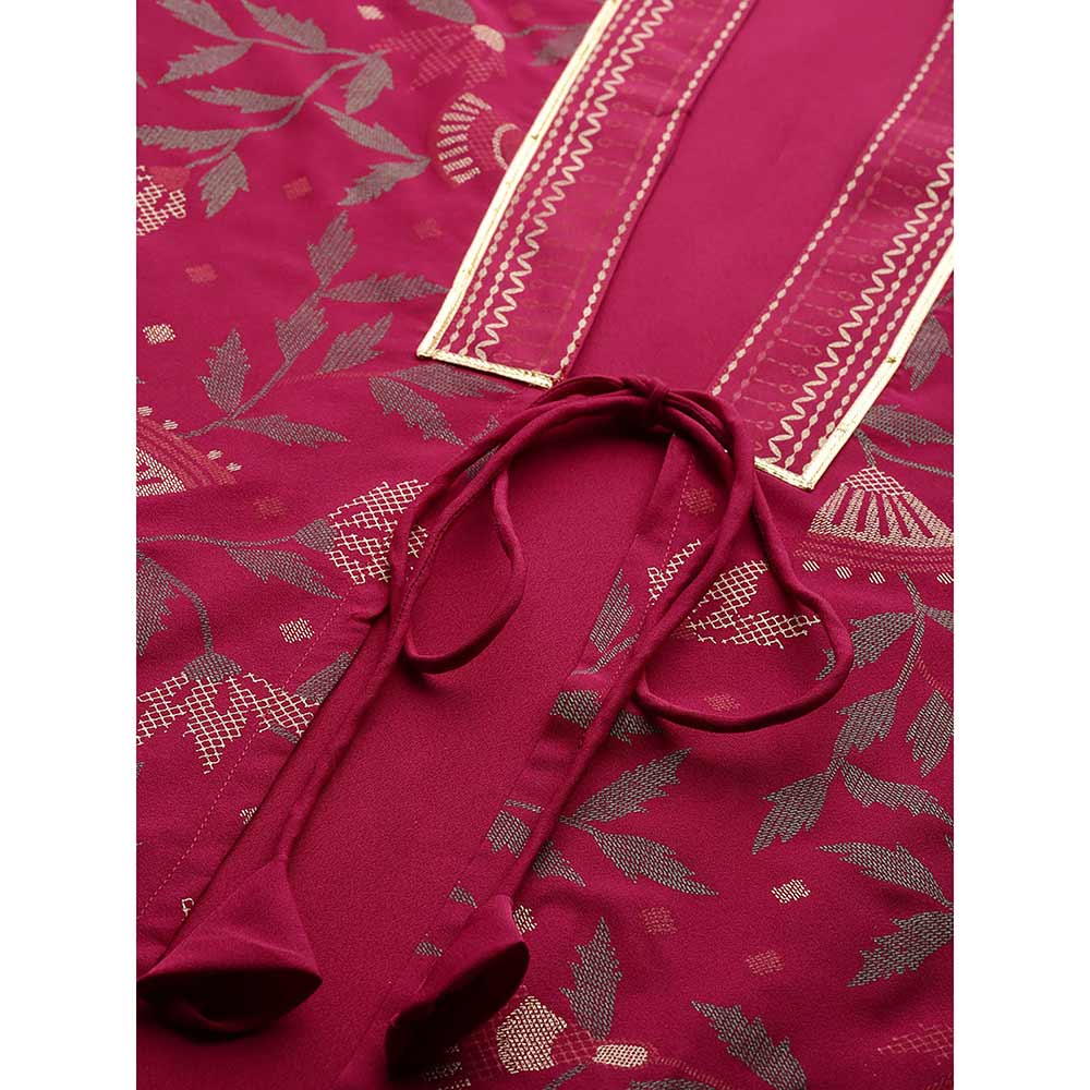 Ziyaa Women's Dark Pink Colour Foil Printed A-Line Kurta