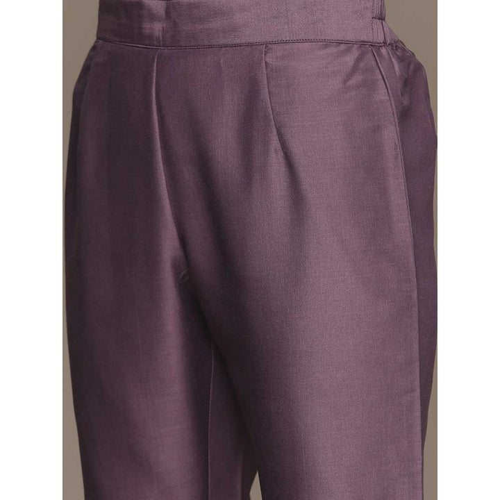 Ziyaa Women Purple Chinon Straight Kurta and Pants (Set of 2)
