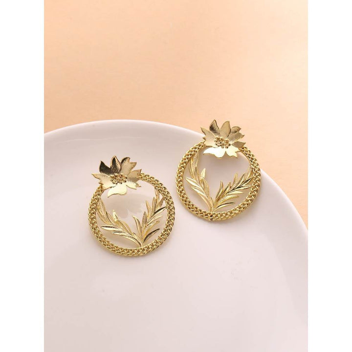 Zurooh 18K Gold Plated Metallic Floral Studs