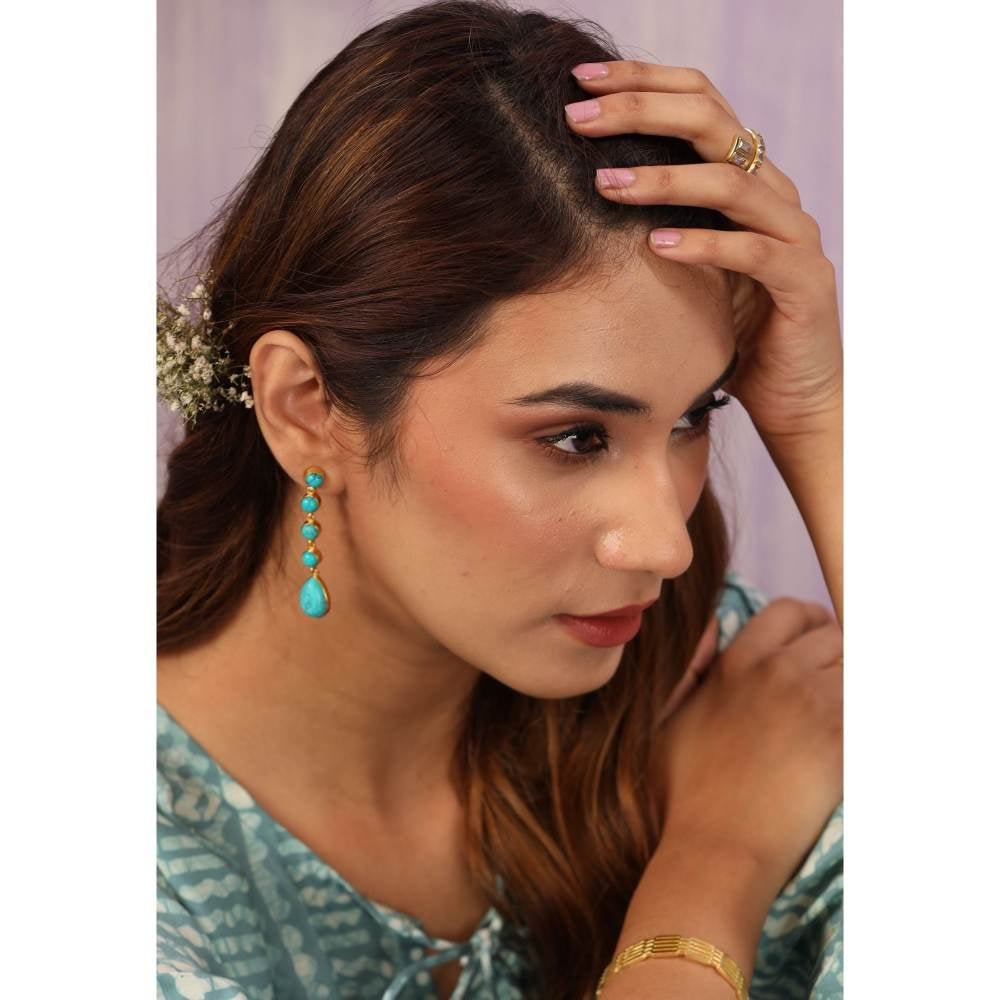Zurooh 18K Gold Plated Turquoise Stone Earring