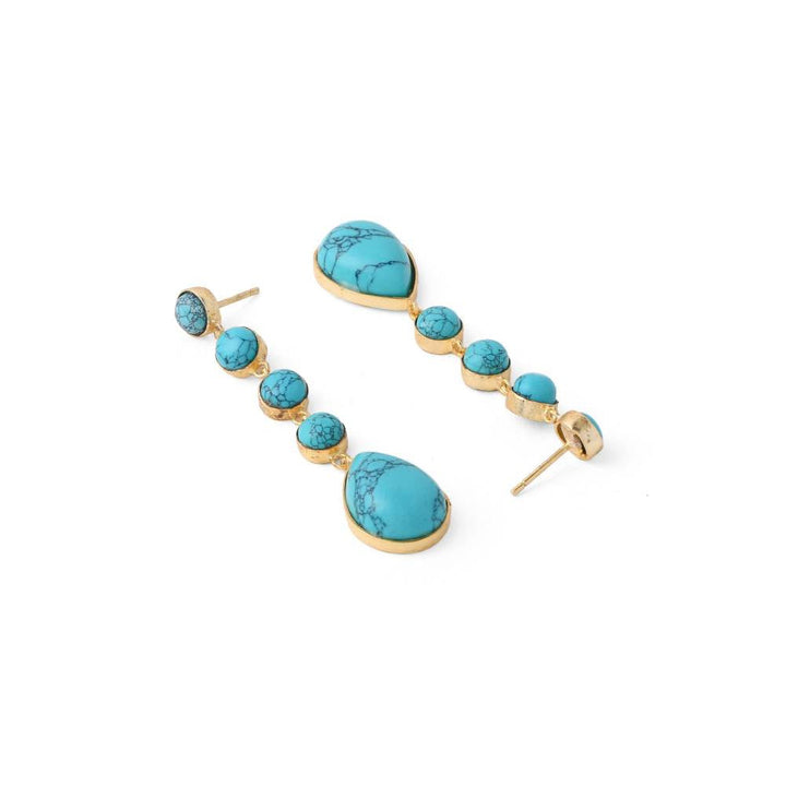 Zurooh 18K Gold Plated Turquoise Stone Earring