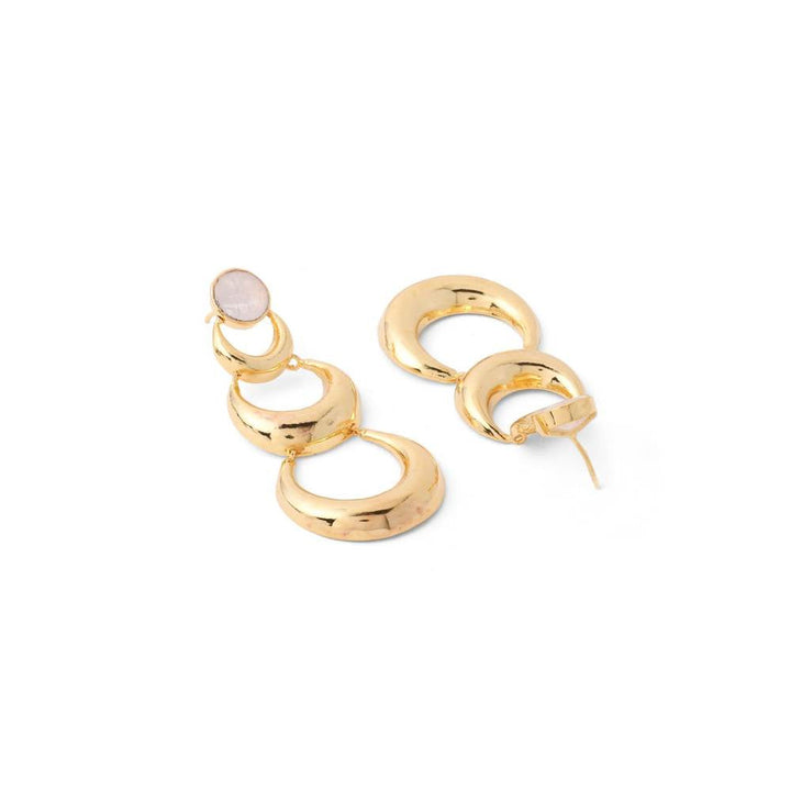 Zurooh 18K Gold Plated Moonstone Studded Moon Shaped Earring