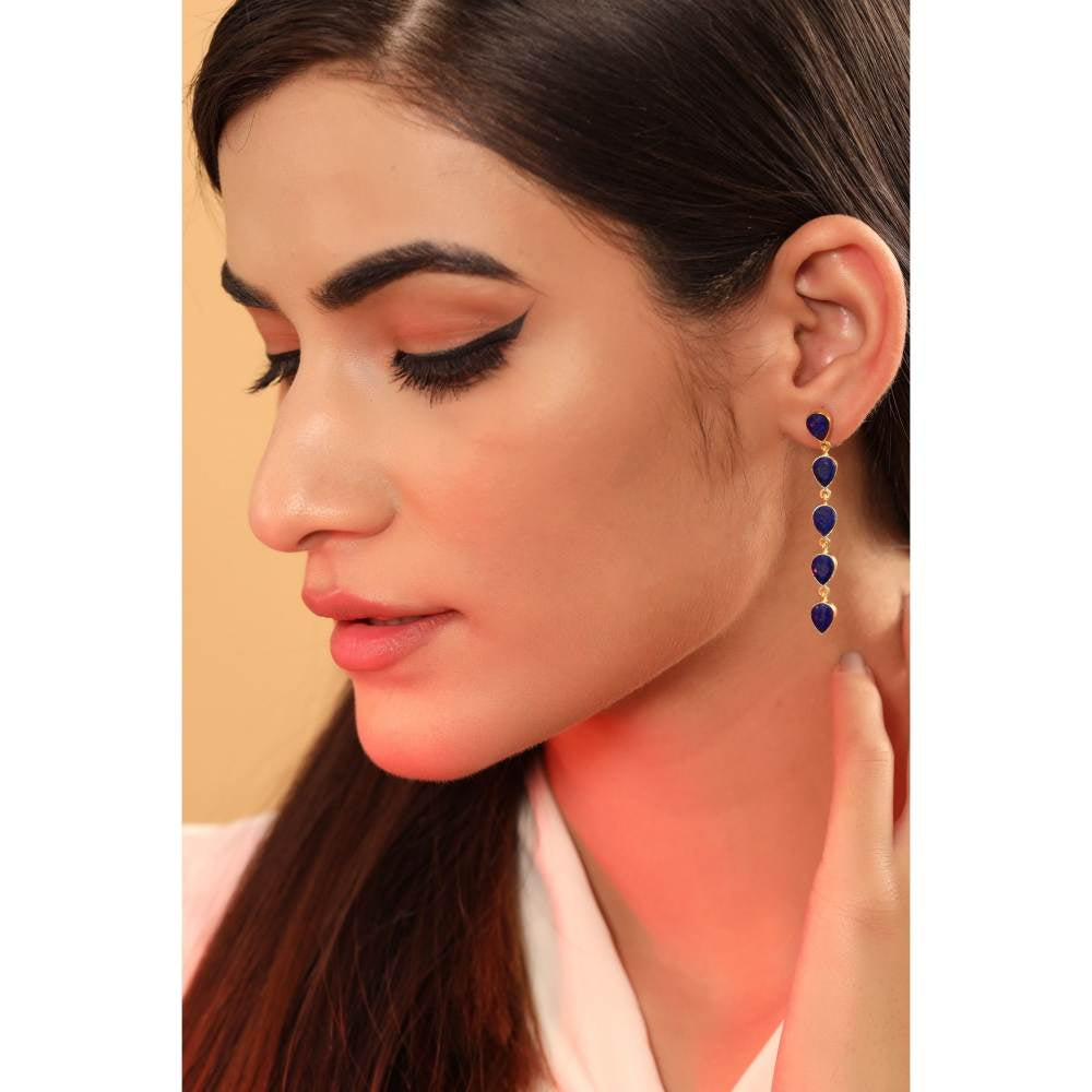 Zurooh 18K Gold Plated Blue Stone Lapis Earring