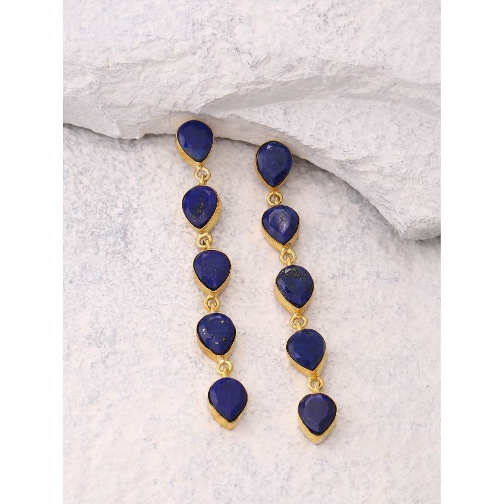 Zurooh 18K Gold Plated Blue Stone Lapis Earring