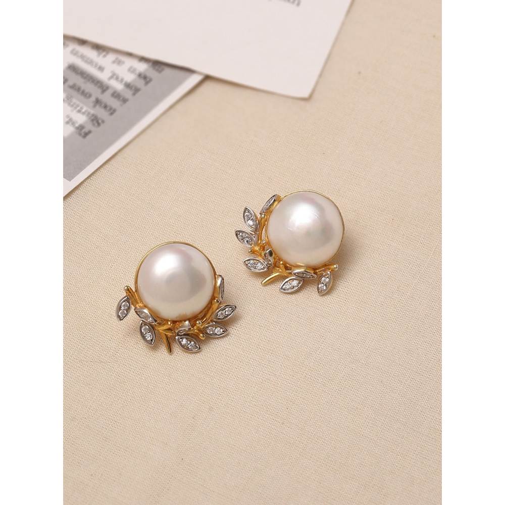 Zurooh 18K Gold Plated Bold Pearl Studs
