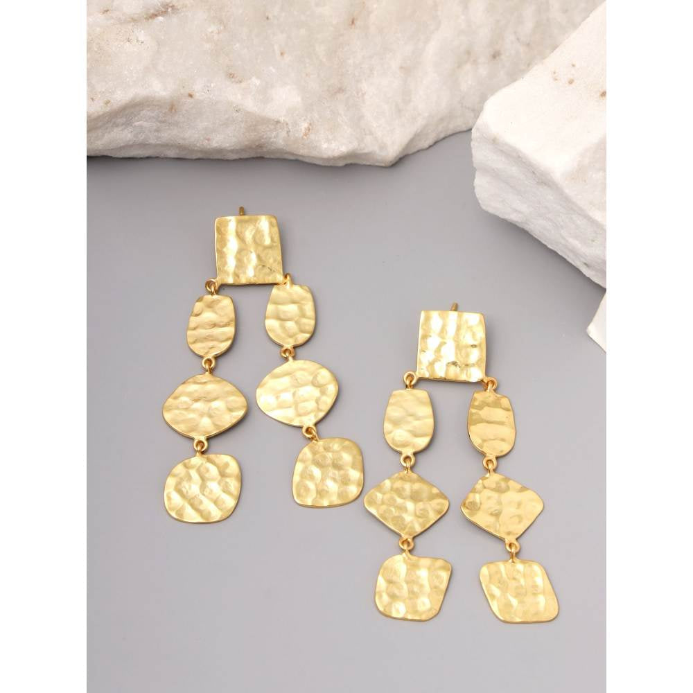 Zurooh 18K Gold Plated Hammered Texture Earring
