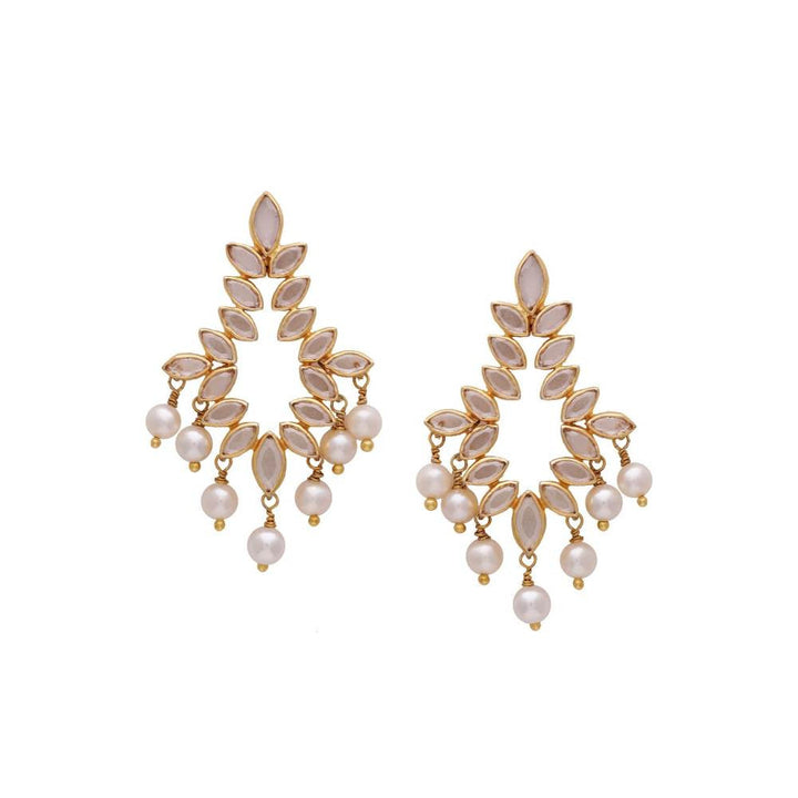 Zurooh Contemporary Polki Studs With Pearls