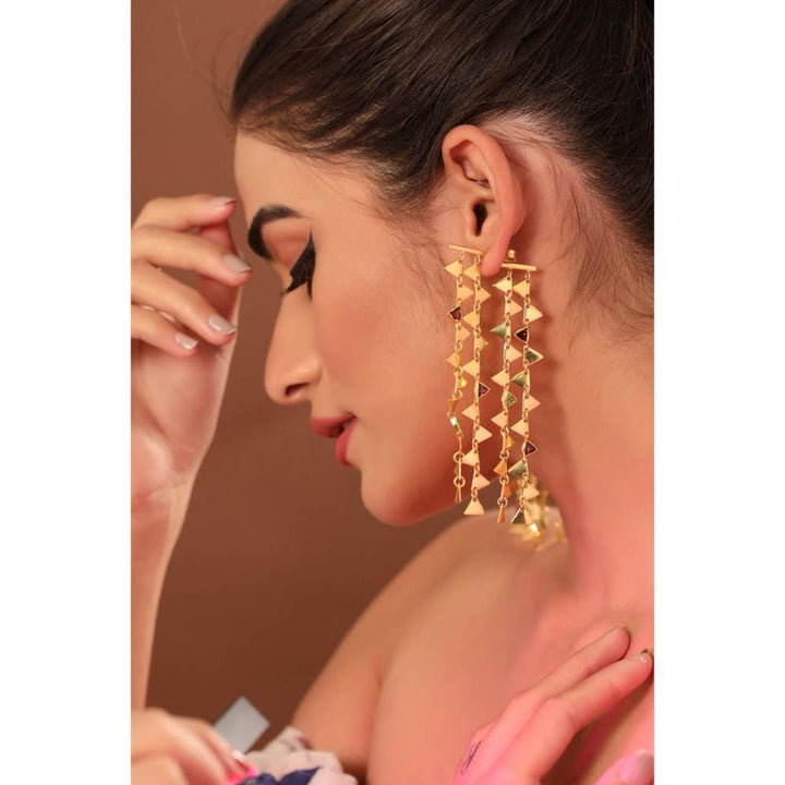 Zurooh 18K Gold Plated Statement Danglers With Semi Precious Gemstones