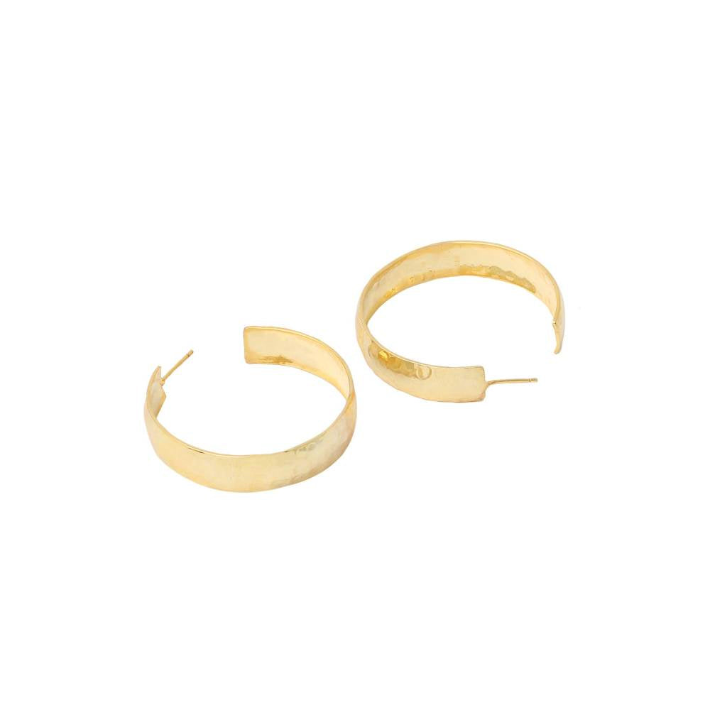 Zurooh Round Big Hammered Hoops In Gold Plating