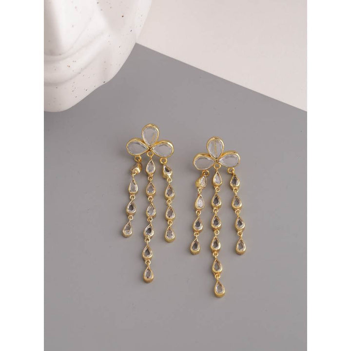 Zurooh 18K Gold Plated Polki Chandelier Earrings