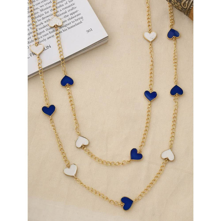 Zurooh 18K Gold Plated Double Layer Enamel Heart Chains