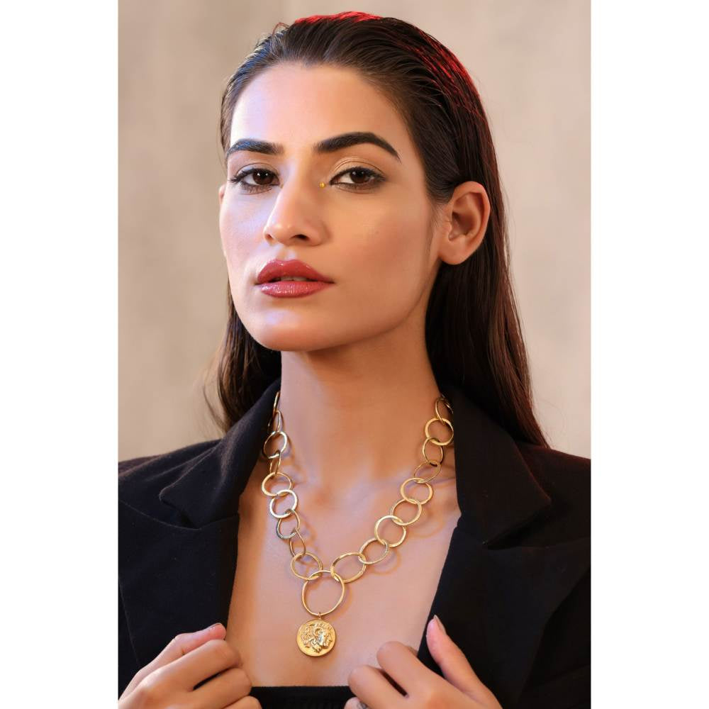 Zurooh 18K Gold Plated Greek Coin Necklace