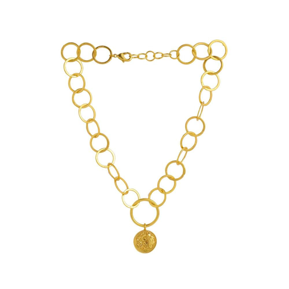 Zurooh 18K Gold Plated Greek Coin Necklace
