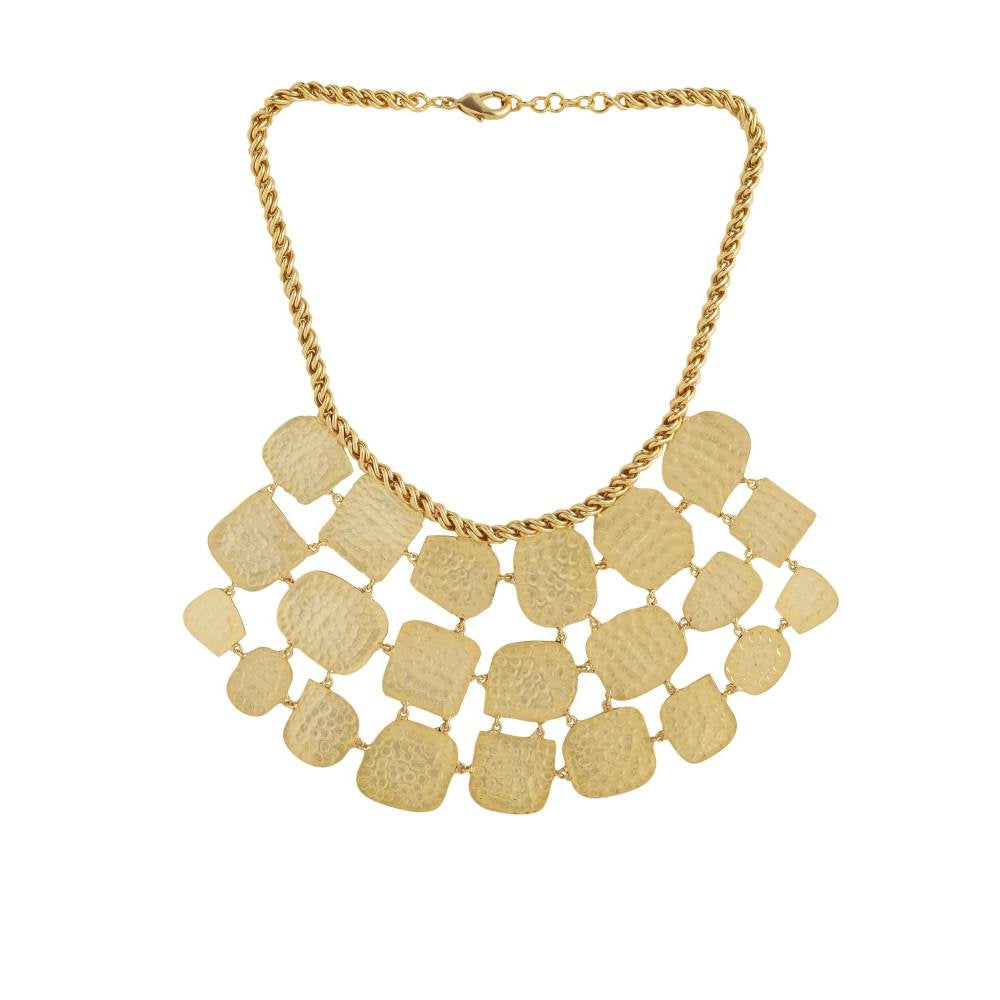 Zurooh 18K Gold Plated Hammered Texture Necklace with Earrings