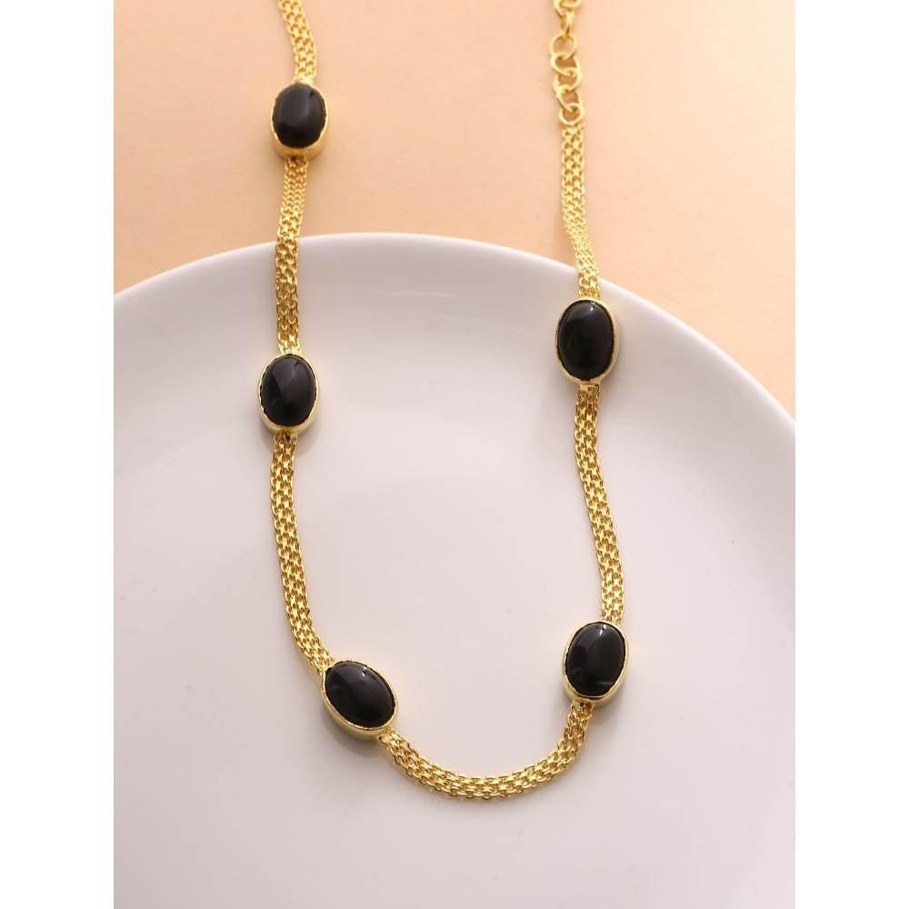 Zurooh 18K Gold Plated Black Onyx Chain