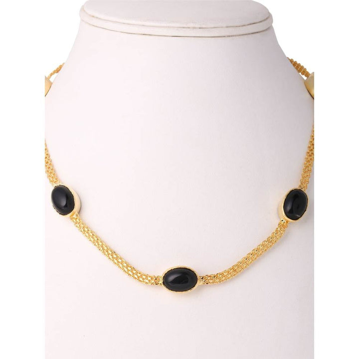 Zurooh 18K Gold Plated Black Onyx Chain