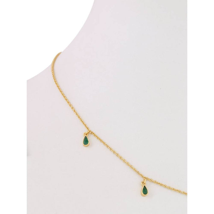Zurooh 18K Gold Plated Drop Shaped Natural Emerald Chains