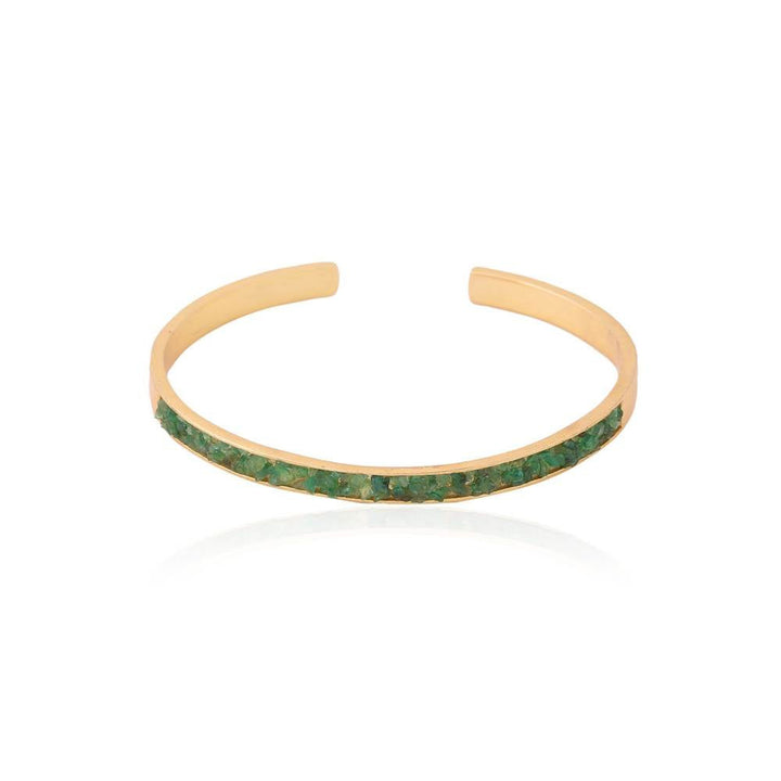 Zurooh 18K Gold Plated Rough Emerald Bangle